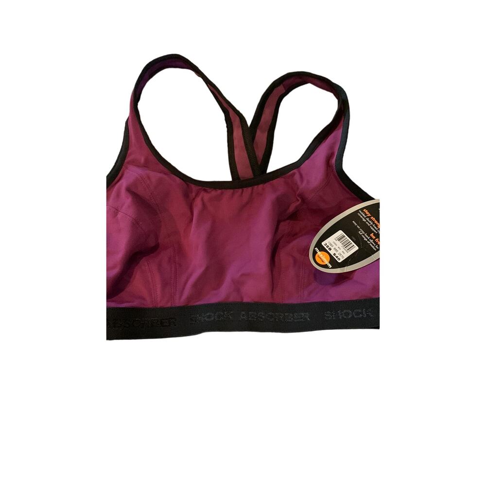 NWT Shock Absorber Purple & Black Cross-Back Sports Bra Women's Size 36B